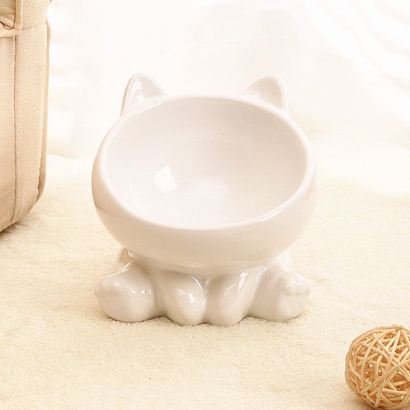 Tilted Ceramic Pet Bowl — Anti-Vomit Raised Feeder