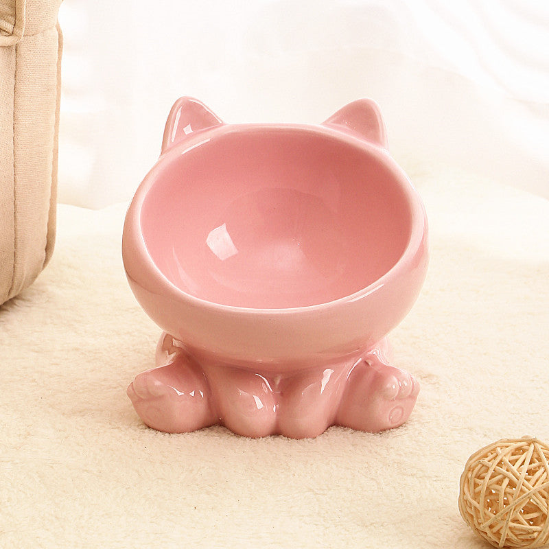 Tilted Ceramic Pet Bowl — Anti-Vomit Raised Feeder