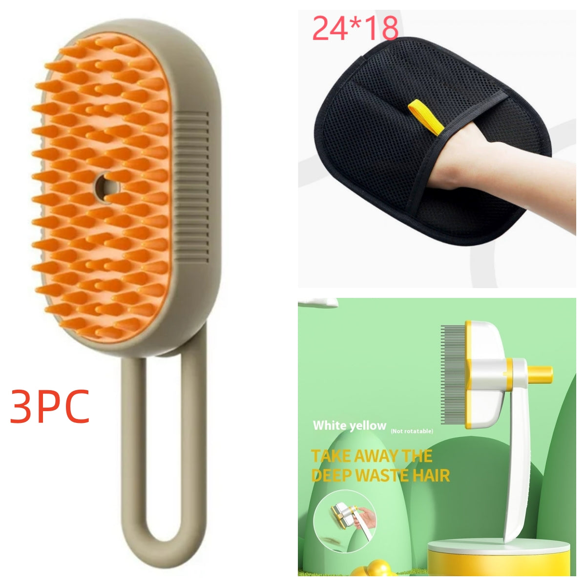 3-in-1 Steam Pet Grooming Brush — Spray, Massage & Deshed