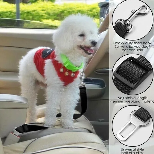 Pet Car Seat Belt (2-Pack) — Adjustable Safety Restraint