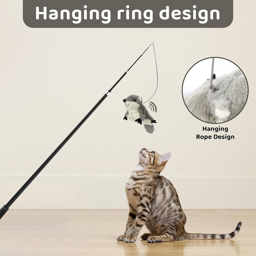 Interactive Flapping Squirrel Cat Toy — Rechargeable & Touch-Activated