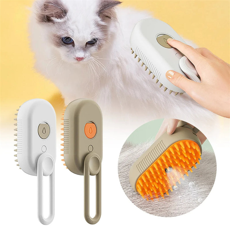 3-in-1 Steam Pet Grooming Brush — Spray, Massage & Deshed