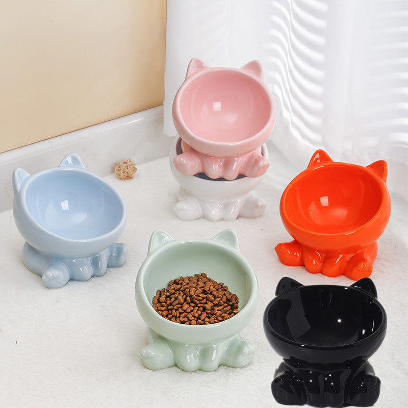 Tilted Ceramic Pet Bowl — Anti-Vomit Raised Feeder
