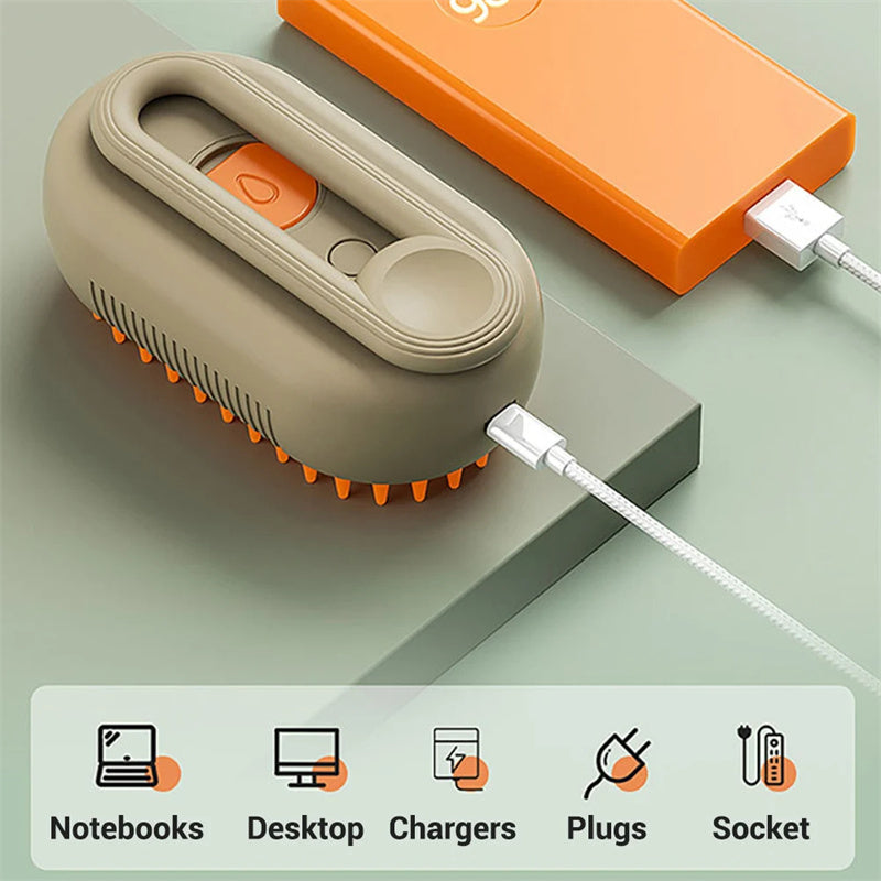 3-in-1 Steam Pet Grooming Brush — Spray, Massage & Deshed