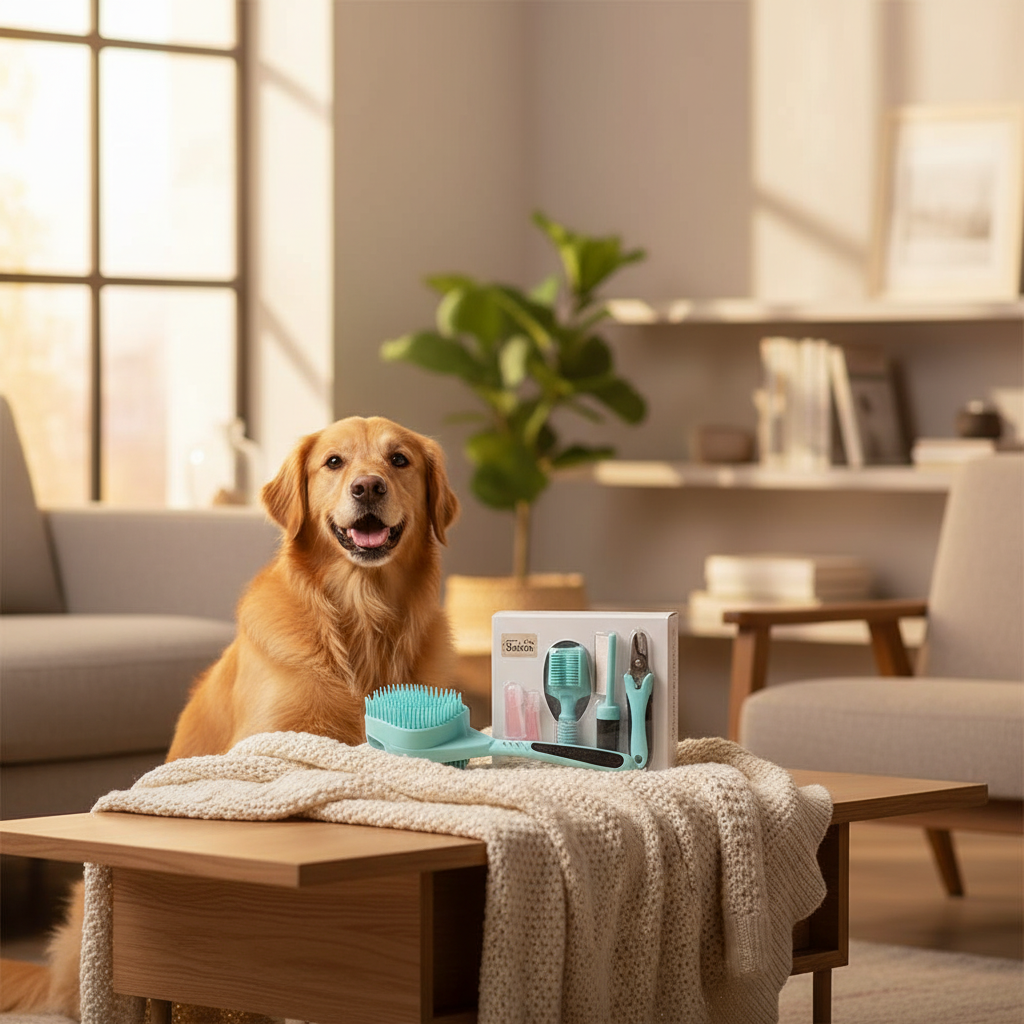 7-Piece Pet Grooming Kit — Self-Cleaning Deshedding Set