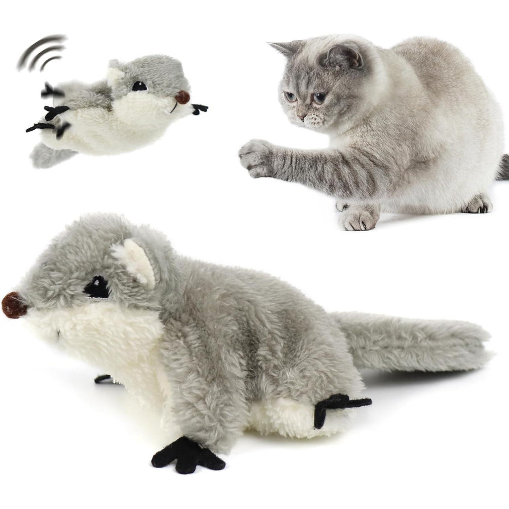 Interactive Flapping Squirrel Cat Toy — Rechargeable & Touch-Activated