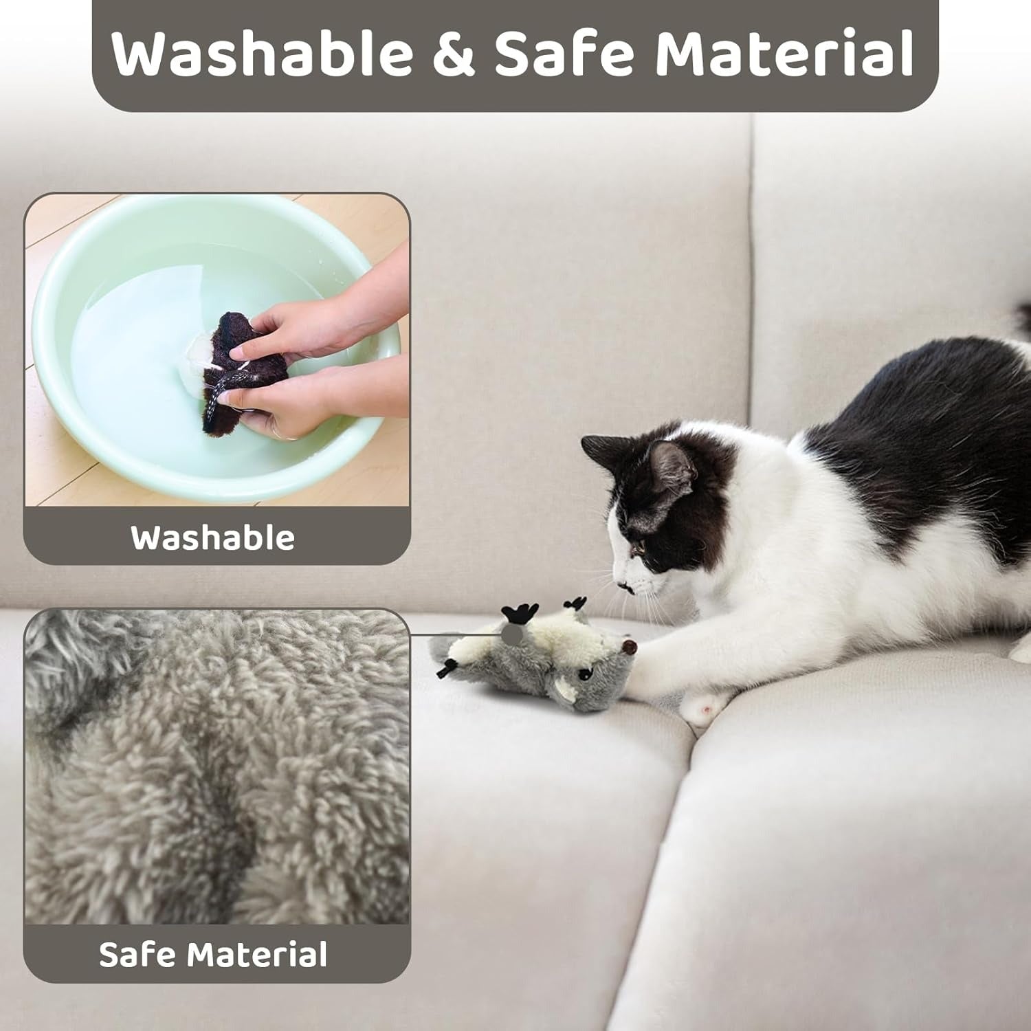 Interactive Flapping Squirrel Cat Toy — Rechargeable & Touch-Activated