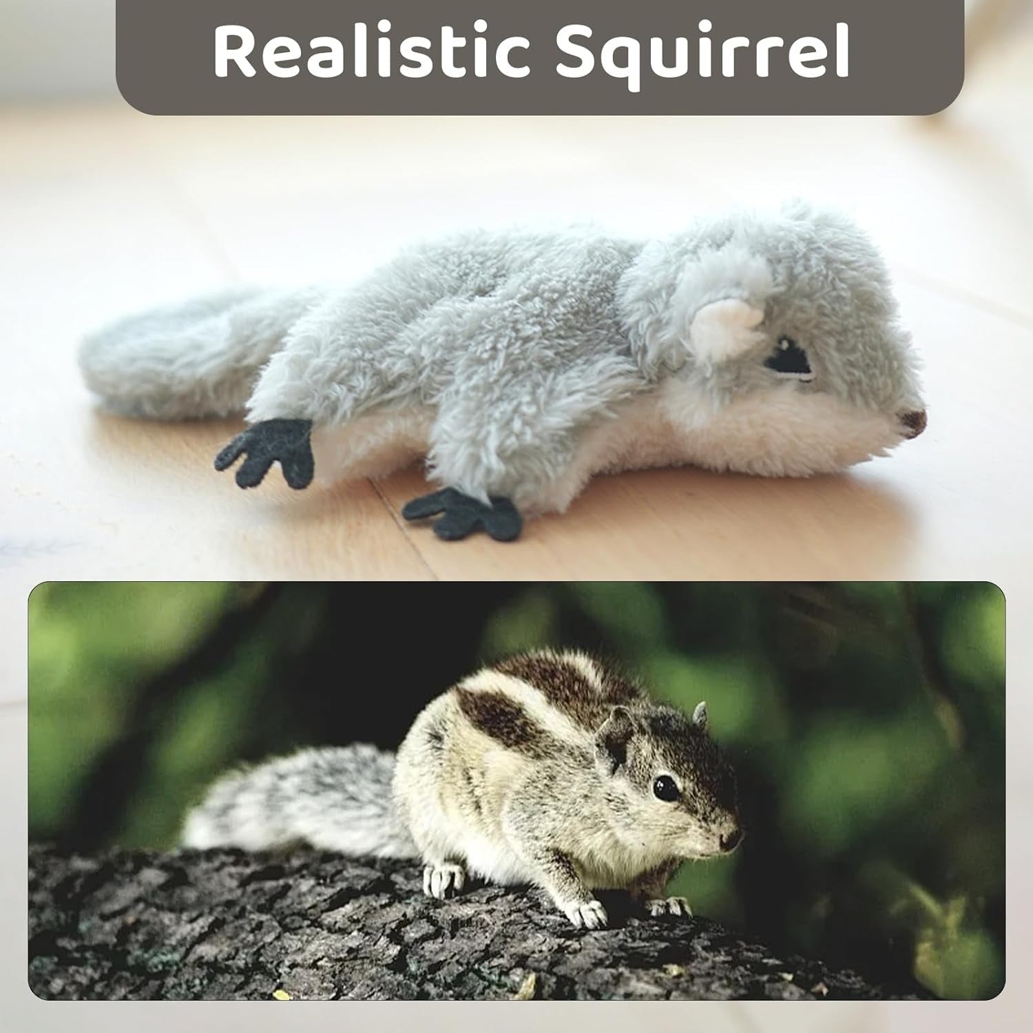 Interactive Flapping Squirrel Cat Toy — Rechargeable & Touch-Activated
