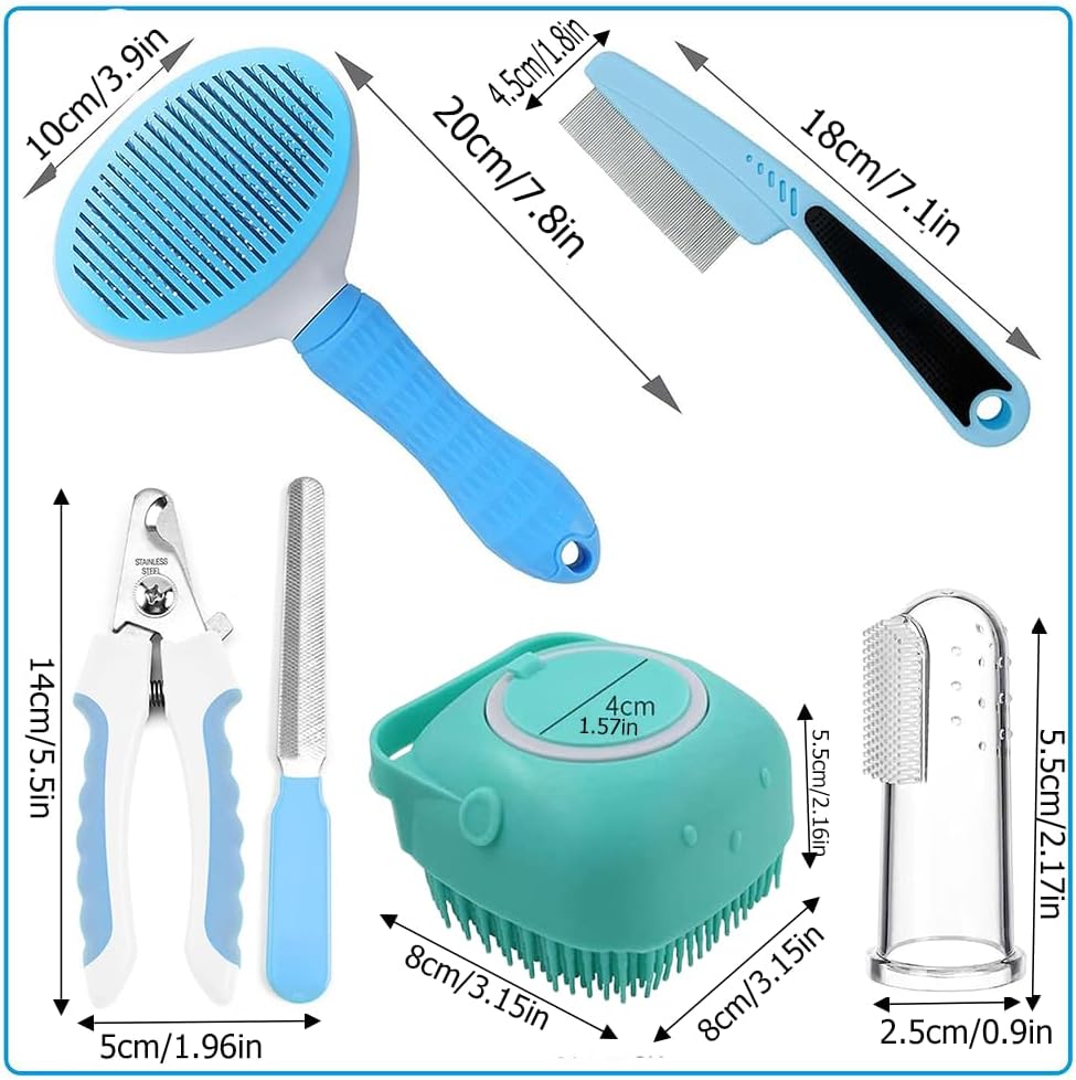 7-Piece Pet Grooming Kit — Self-Cleaning Deshedding Set